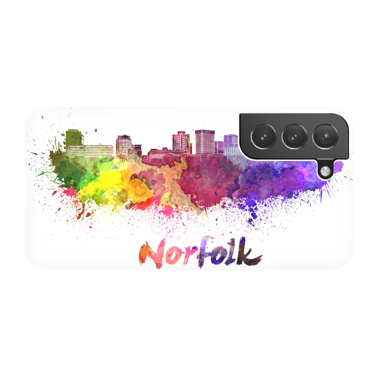 Samsung Galaxy "NORFOLK skyline in watercolor" Premium-Case Handyhülle artboxONE