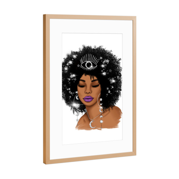Poster mit Rahmen Kupfer "Celestial Woman | Dark Skin" artboxONE - Menschen,Fashion,Für Mama,Galaxy