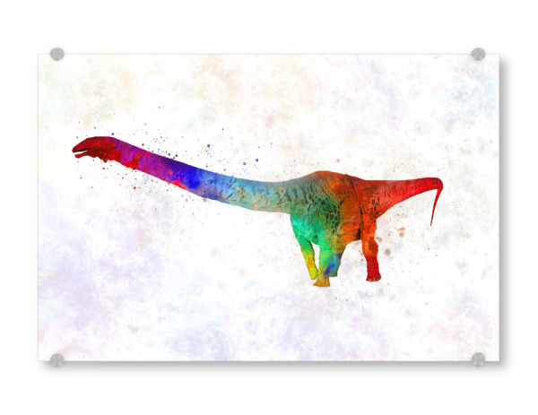 Acrylglasbild "Apatosaurus in watercolor" artboxONE - Tiere,Abstrakt - Dinosaur,Prehistoric,Watercolor,Colorful,Pet,Wild,Childish,Animal,Ancient,Bunt