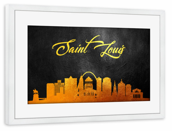 Poster mit Rahmen weiß "Saint Louis Missouri Gold Skyline" artboxONE - Städte - Saint louis,Missouri,Gold,Skyline,City,Stadt