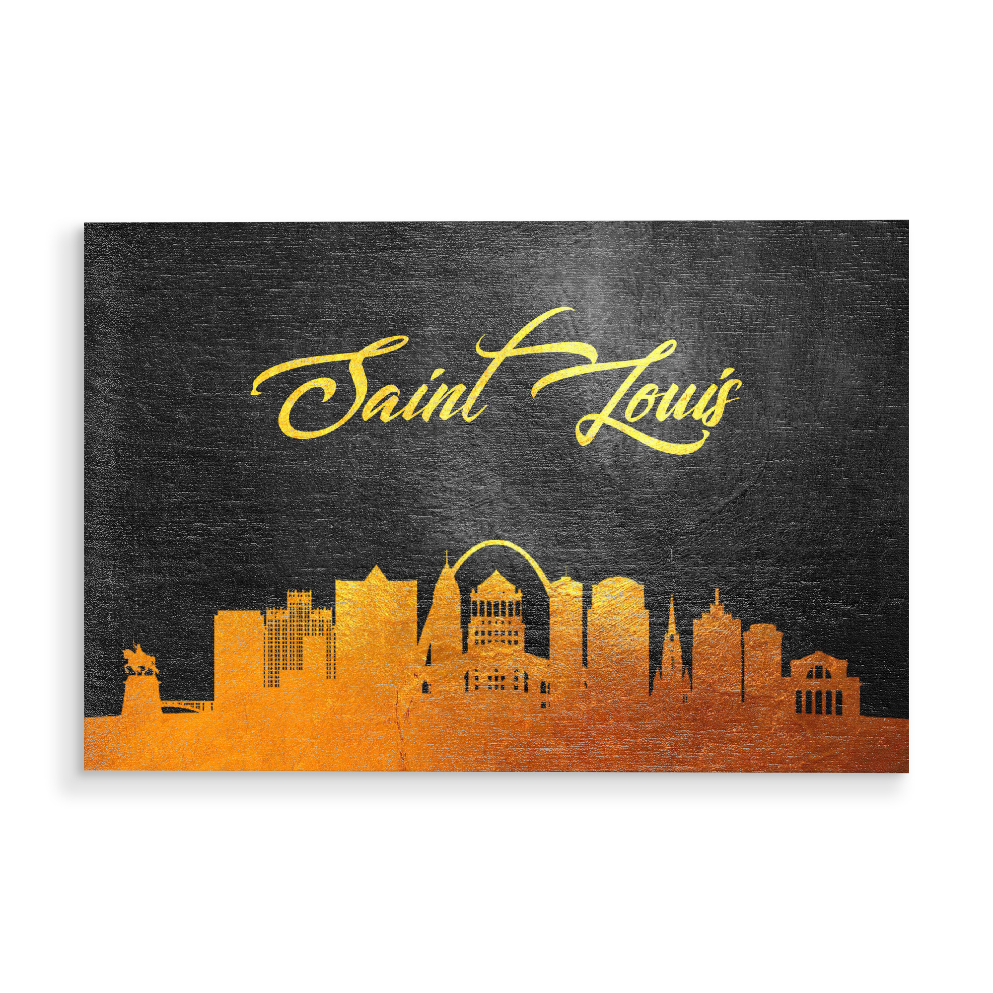 Holzbild "Saint Louis Missouri Gold Skyline" artboxONE - Städte - Saint louis,Missouri,Gold,Skyline,City,Stadt