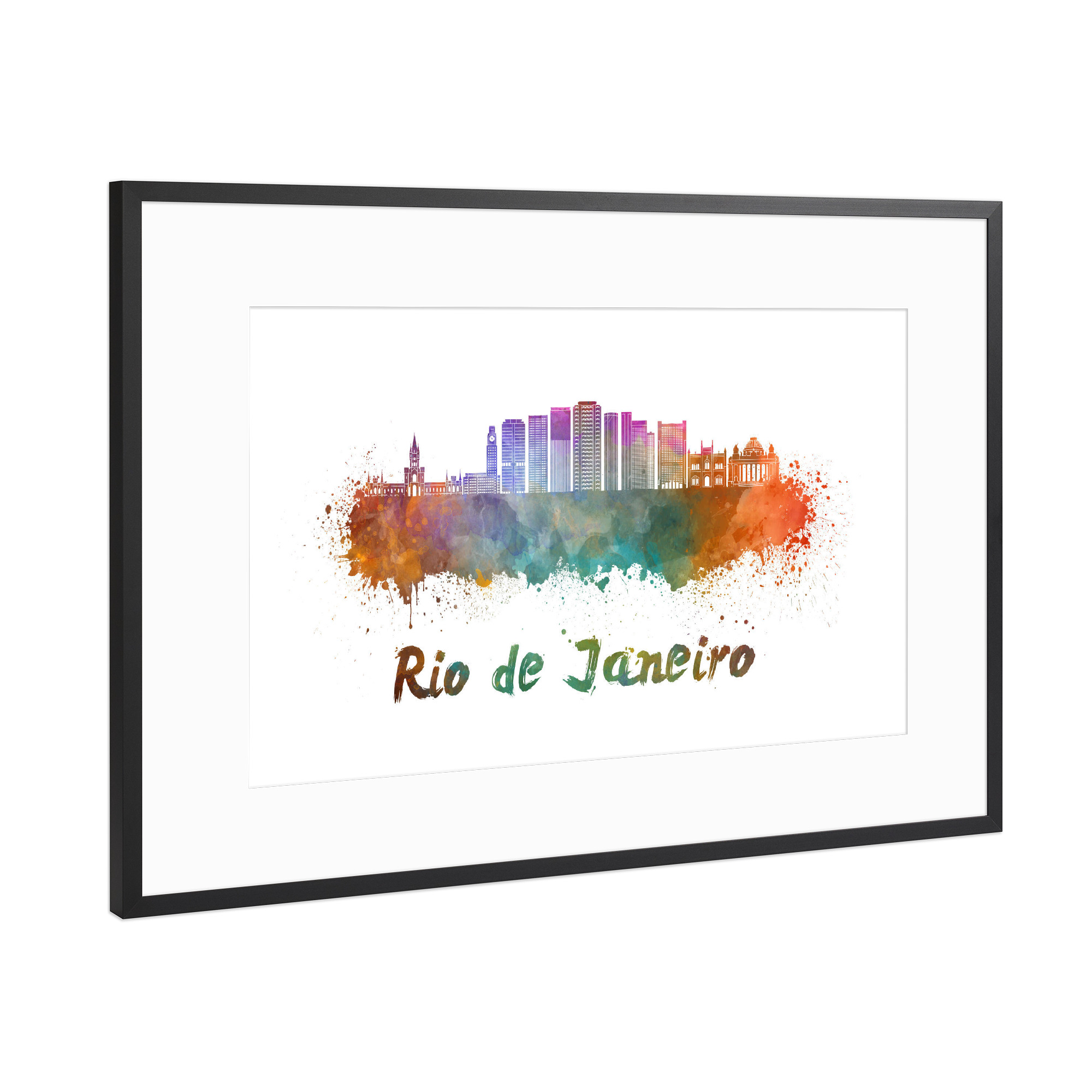 Poster mit Rahmen Schwarz (Metallic) "RIO DE JANEIRO skyline-k" artboxONE - Städte,Abstrakt,Architektur