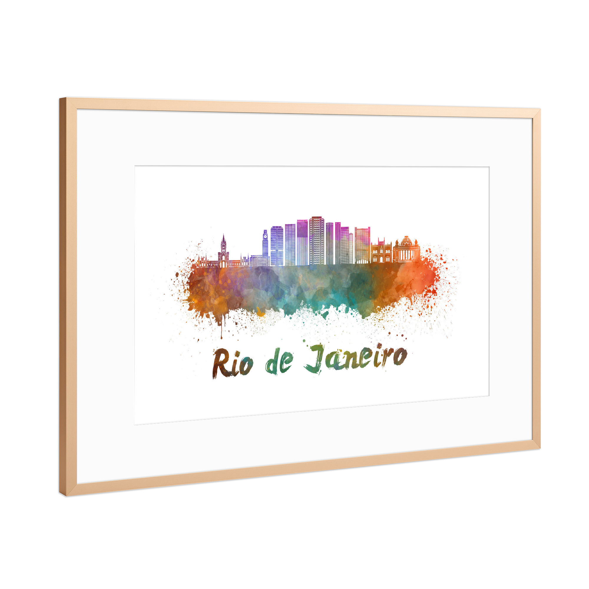 Poster mit Rahmen Kupfer "RIO DE JANEIRO skyline-k" artboxONE - Städte,Abstrakt,Architektur