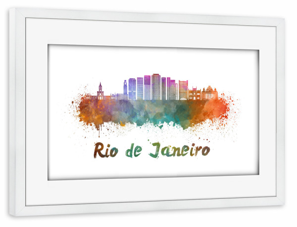 Poster mit Rahmen weiß "RIO DE JANEIRO skyline-k" artboxONE - Städte,Abstrakt,Architektur