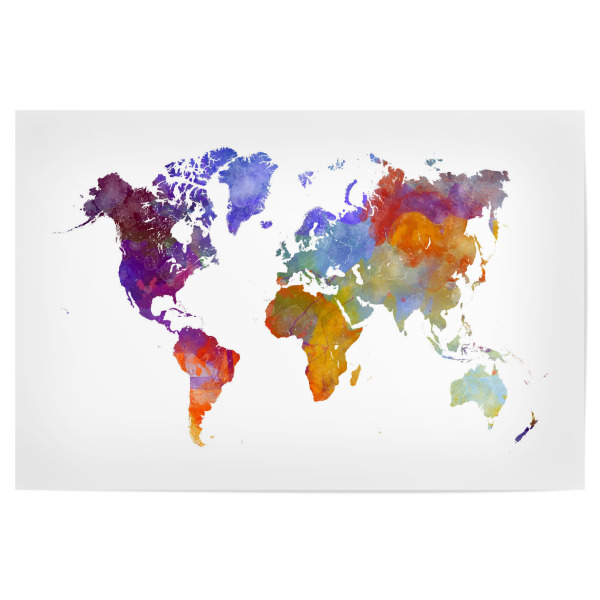 Poster 30x20 cm "Watercolor world map-ae" artboxONE - Abstrakt,Kartografie