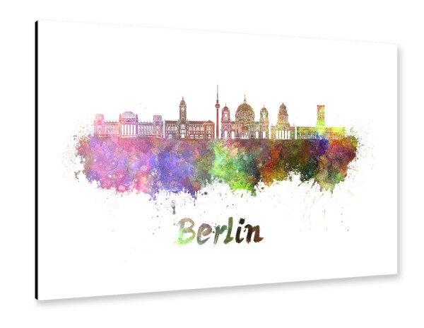 Alu-Dibond "BERLIN v2 skyline in watercolor-b" 30x20 cm artboxONE