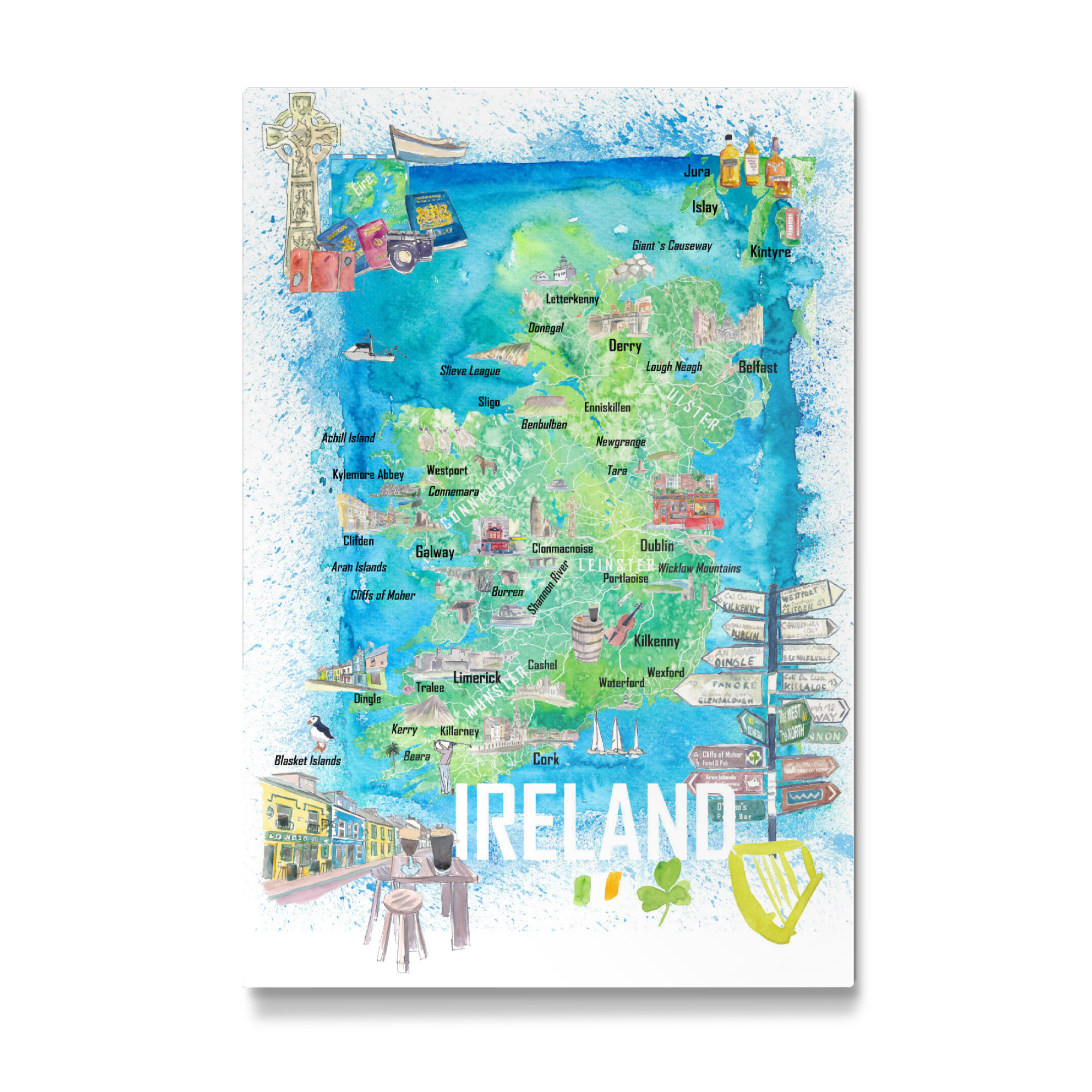 Galerie-Print "Ireland Illustrated Signpost Map" 75x50 cm artboxONE