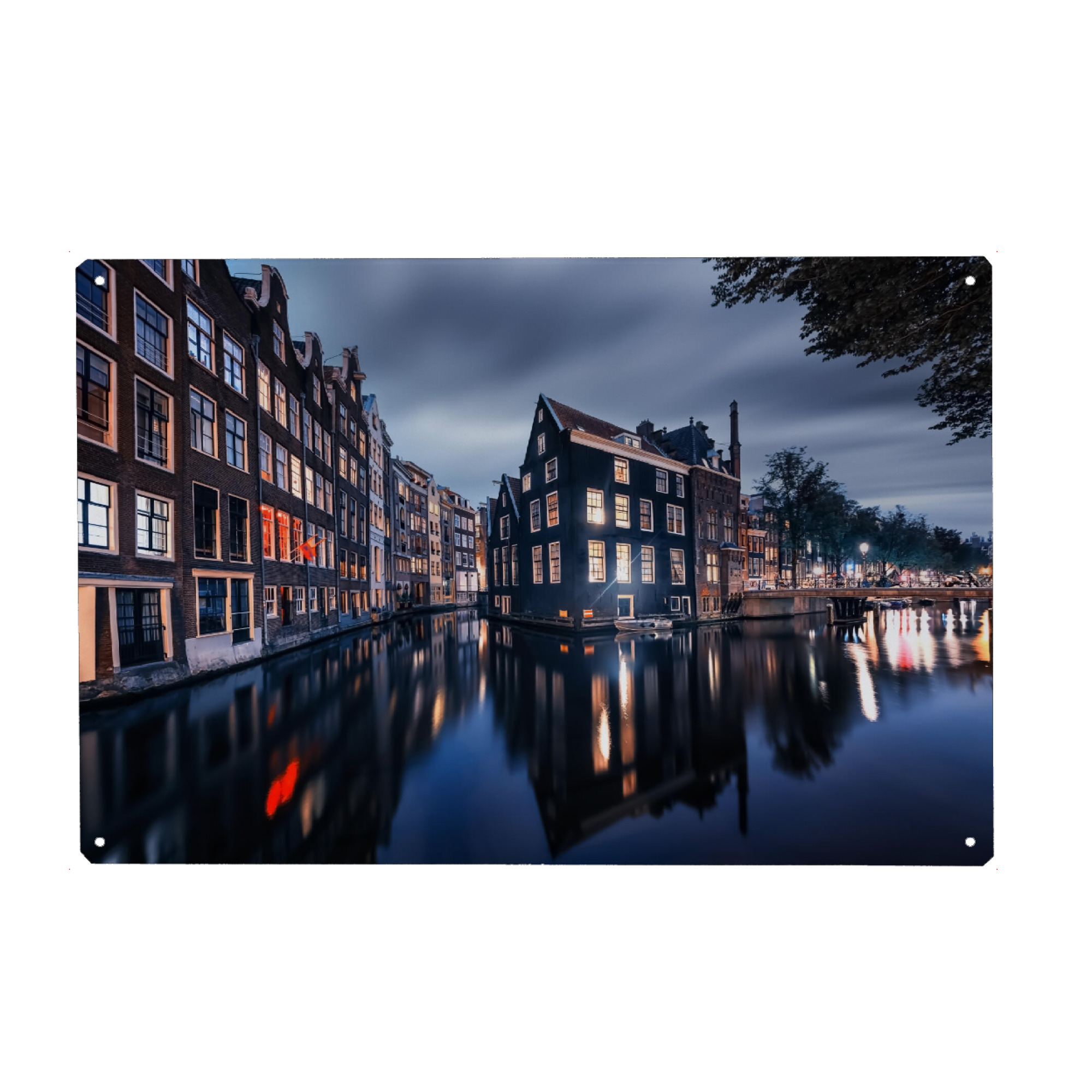 Holzbild "Amsterdam Night" artboxONE - Städte,Reise,Architektur,Reise / Länder,Städte / Amsterdam
