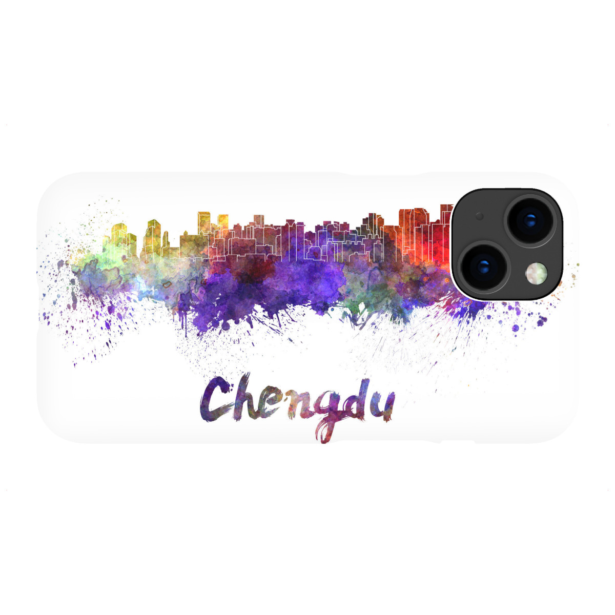 "CHENGDU skyline in watercolor"für iPhone - Premium-Case Handyhülle artboxONE