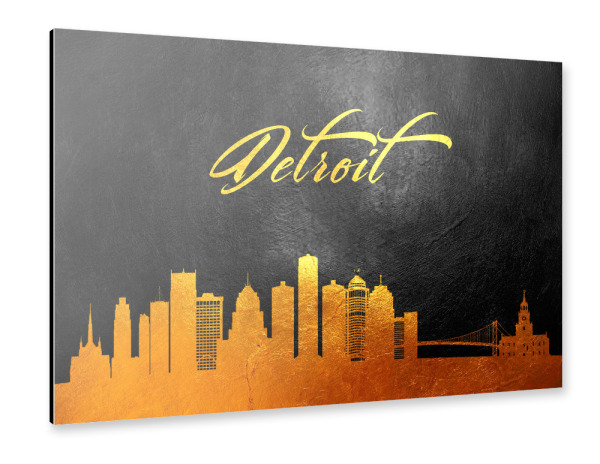 Alu-Dibond "Detroit Michigan Gold Skyline" 30x20 cm artboxONE