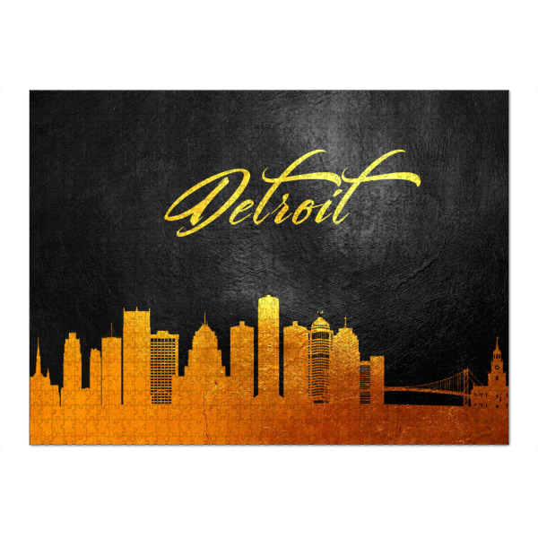 Puzzle Ravensburger "Detroit Michigan Gold Skyline" artboxONE - Städte - Detroit,Michigan,Gold,Skyline,City,Stadt - Bild detroit