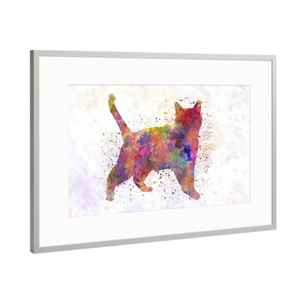 Poster mit Rahmen Silber "Russian blue in watercolor" artboxONE - Tiere,Abstrakt