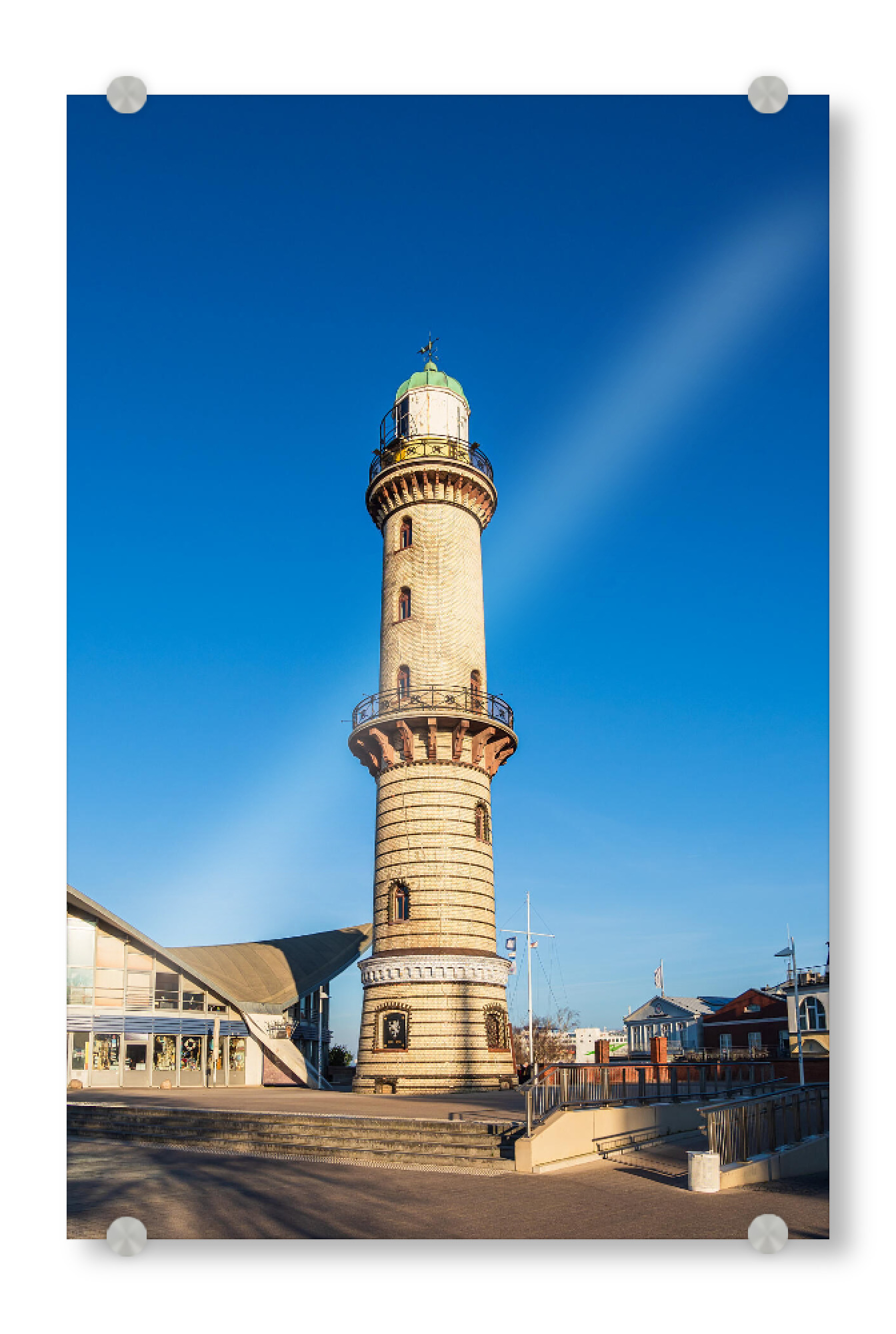 Acrylglasbild "Promenade und Leuchtturm" artboxONE - Reise,Architektur
