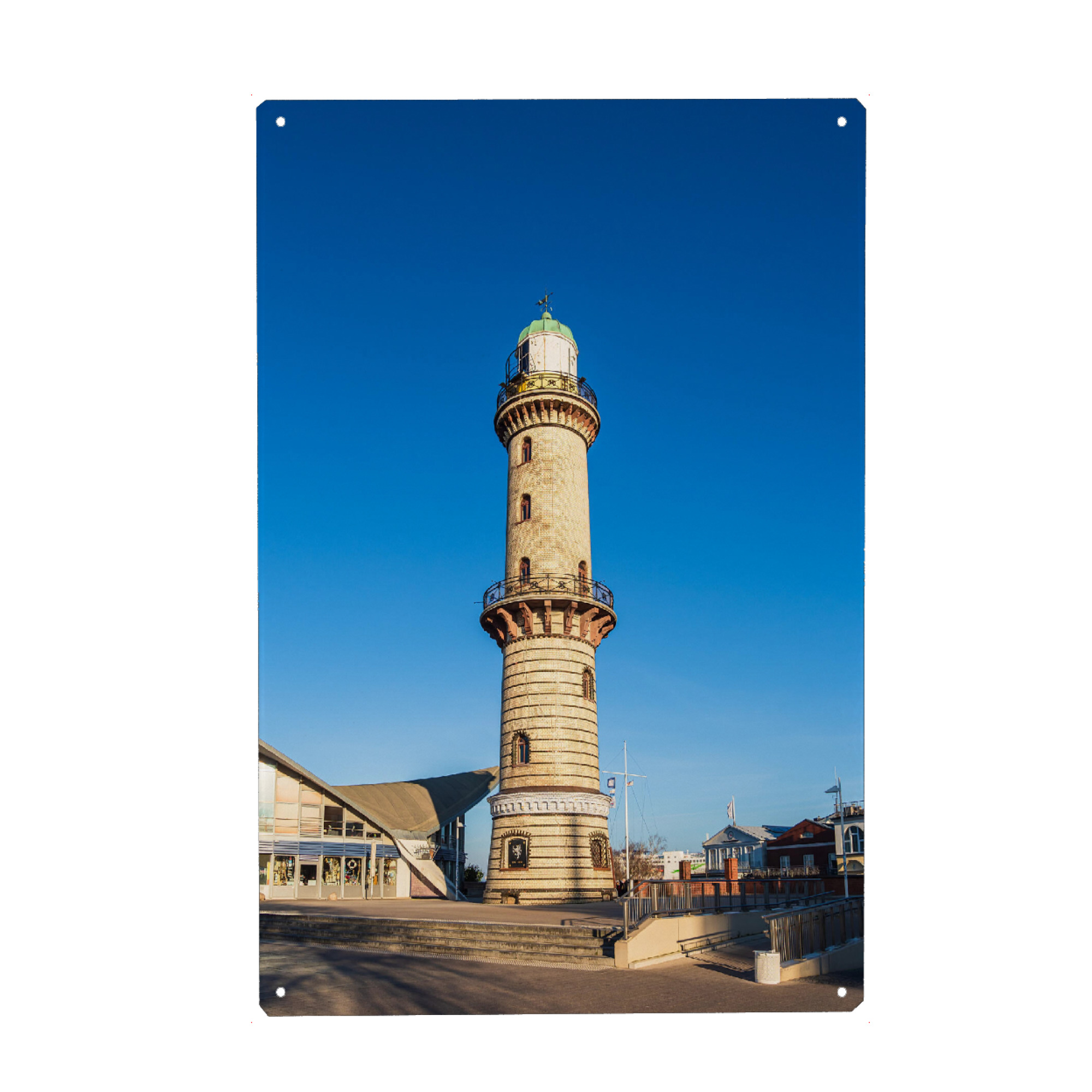 Metall Poster "Promenade und Leuchtturm" artboxONE - Reise,Architektur