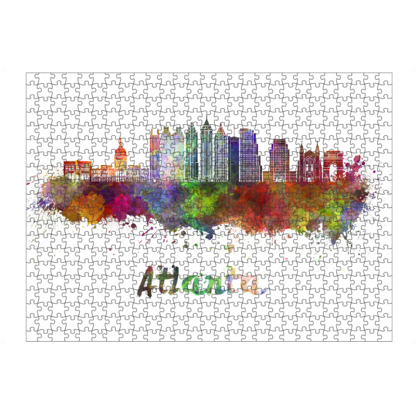Puzzle Ravensburger "ATLANTA v2 Skyline in watercolor-b" artboxONE - Städte,Reise,Abstrakt,Architektur