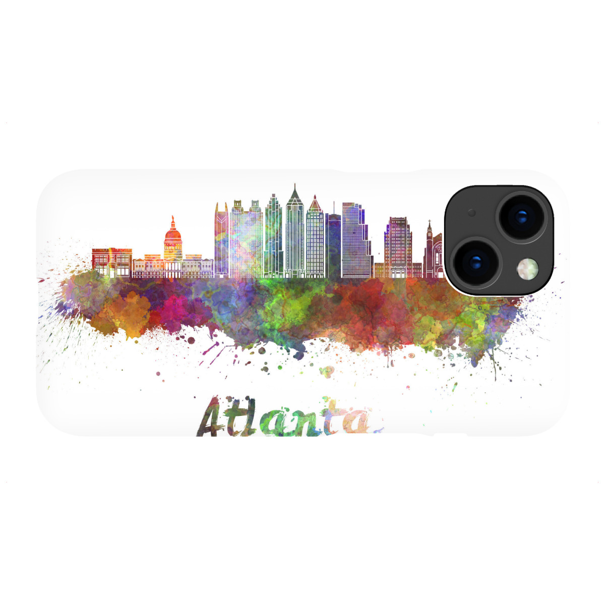 iPhone "ATLANTA v2 Skyline in watercolor-b" Premium-Case Handyhülle artboxONE
