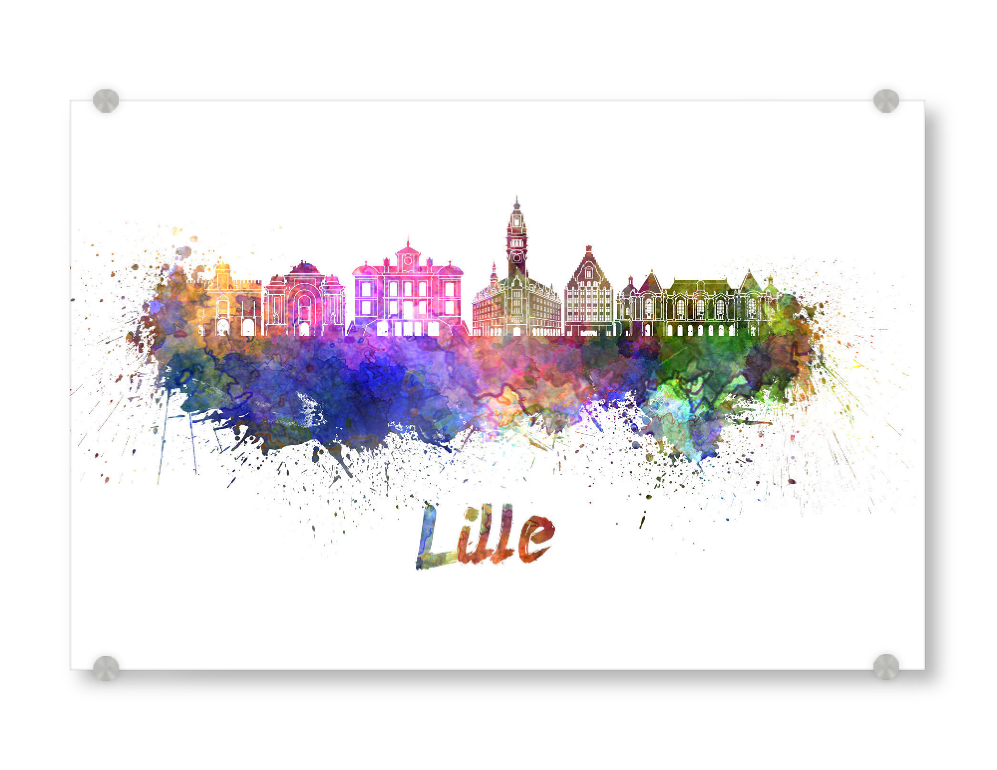 Acrylglasbild "LILLE skyline in watercolor-h" artboxONE - Städte,Abstrakt,Architektur