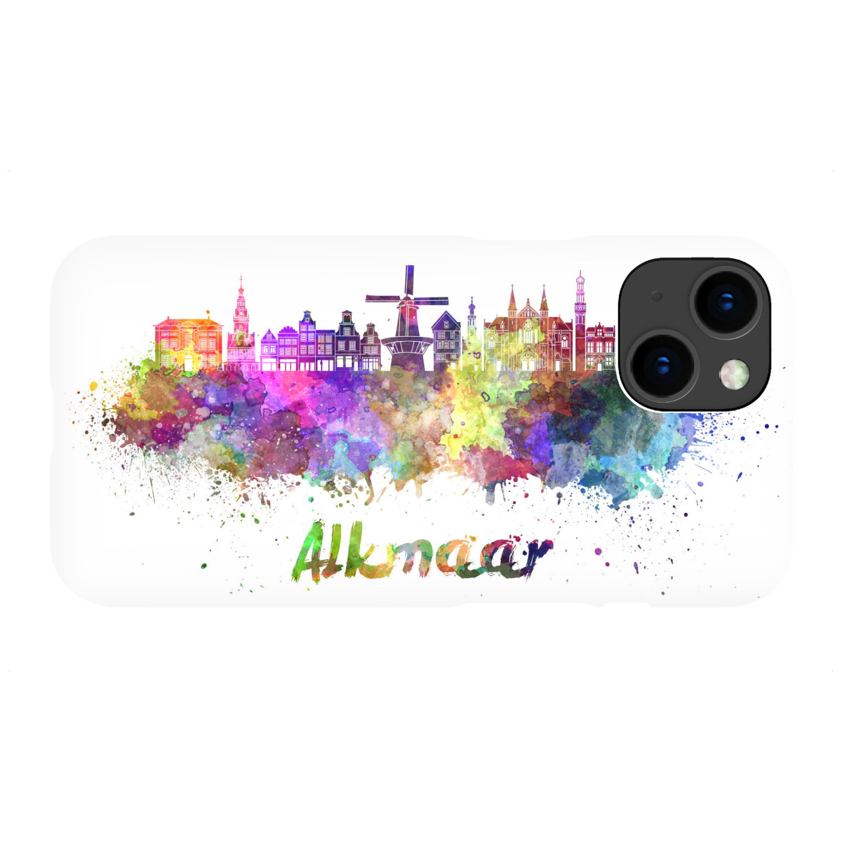 iPhone "ALKMAAR skyline in watercolor-b" Premium-Case Handyhülle artboxONE