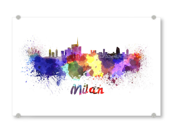 Acrylglasbild "MILAN skyline in watercolor-k" artboxONE - Städte,Abstrakt,Architektur
