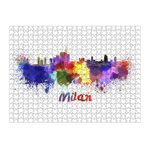 Puzzle Ravensburger "MILAN skyline in watercolor-k" artboxONE - Städte,Abstrakt,Architektur