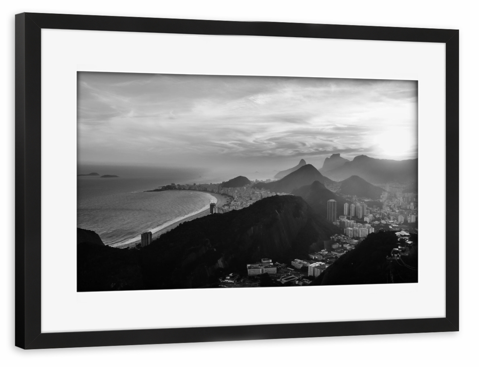 Poster mit Rahmen schwarz "Views from Sugar Loaf: beach" artboxONE - Natur,Reise / Strand und Meer,Städte / Rio de Janeiro
