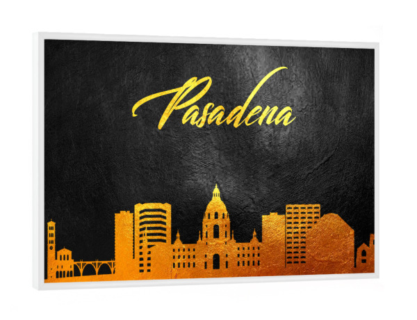 Poster mit weißem Rahmen "Pasadena California Gold Skyline" artboxONE - Städte