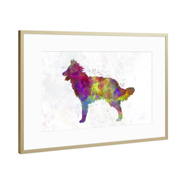 Poster mit Rahmen Gold "Mudi in watercolor" artboxONE - Tiere,Abstrakt - Dog,Pet,Animal,Mammal,Watercolor,Illustration,Abstract,Hund,Bunt,Colorful