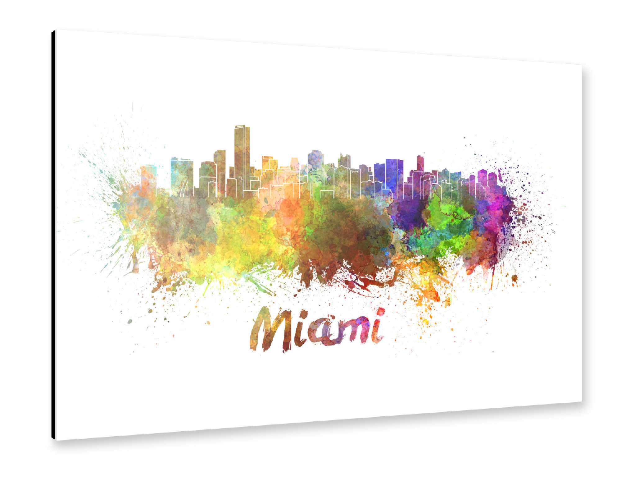 Alu-Dibond "MIAMI skyline in watercolor-m" 30x20 cm artboxONE