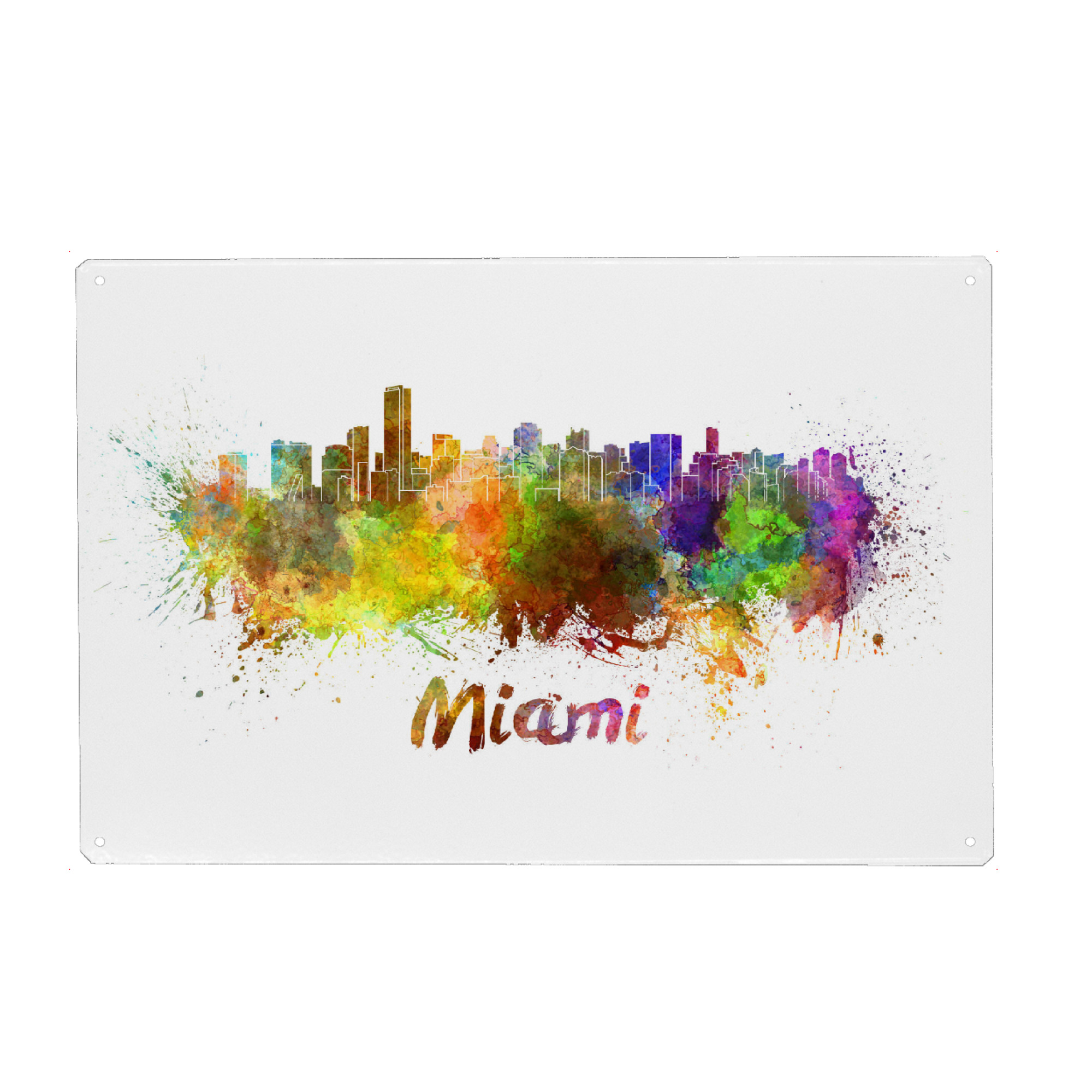 Metall Poster "MIAMI skyline in watercolor-m" artboxONE - Städte,Abstrakt,Architektur