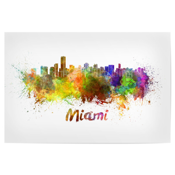Poster 30x20 cm "MIAMI skyline in watercolor-m" artboxONE - Städte,Abstrakt,Architektur