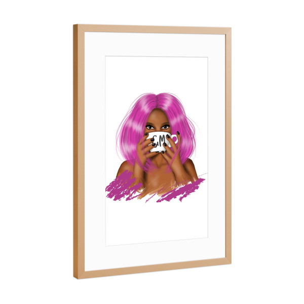 Poster mit Rahmen Kupfer "Pink Haired Girl | Good Morning" artboxONE - Menschen,Fashion,Für Mama,Lustig