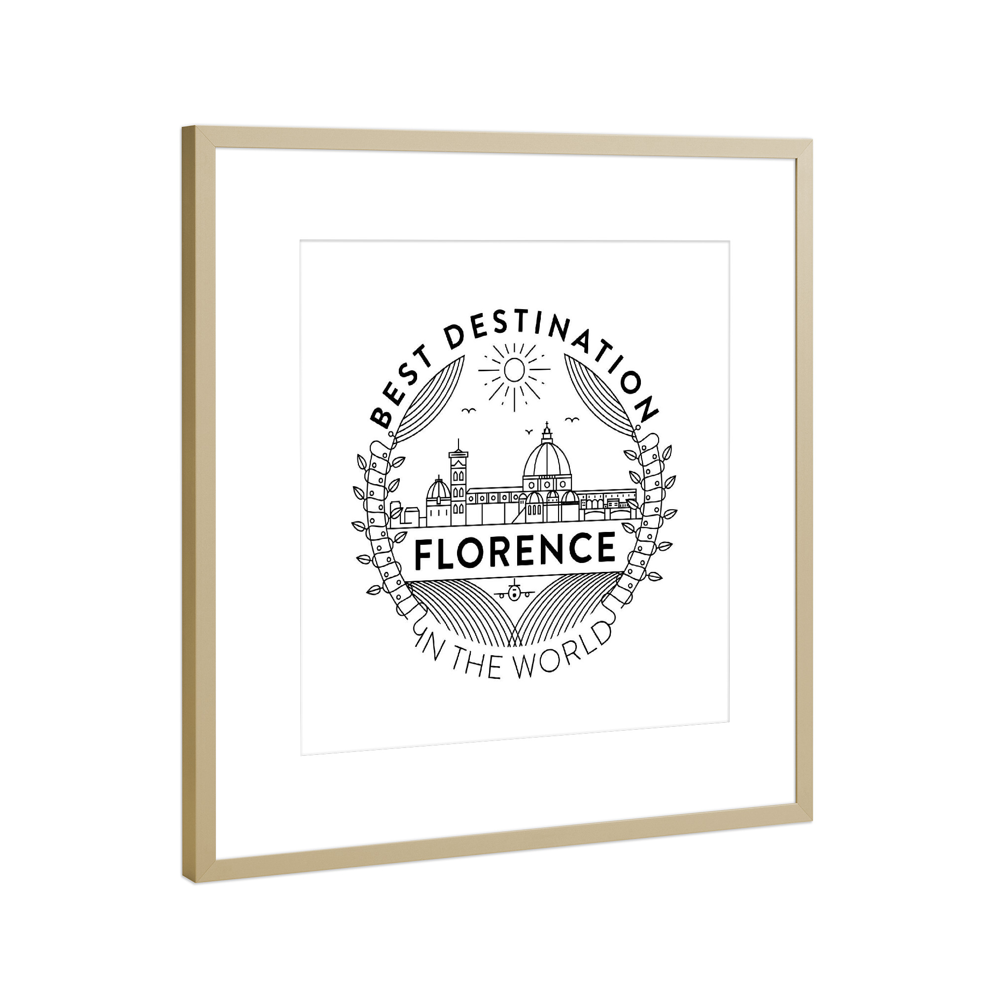 Poster mit Rahmen Gold "Florence Badge" artboxONE - Städte,Reise
