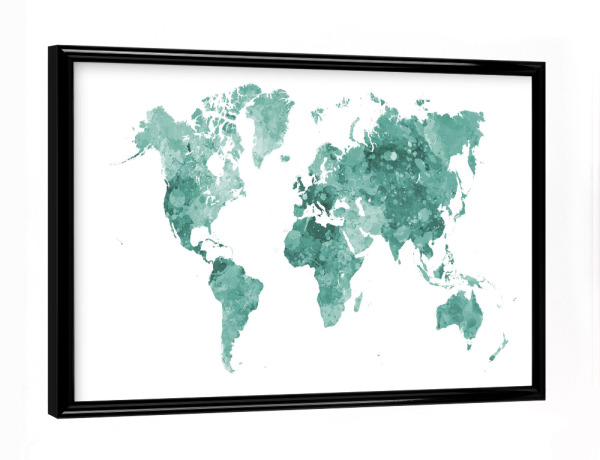 Poster mit schwarzem Rahmen "Watercolor world map-i" artboxONE - Abstrakt,Kartografie