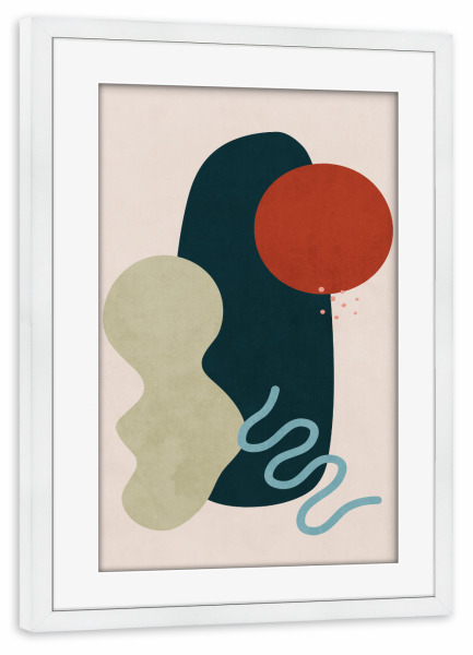 Poster mit Rahmen weiß "Mountain and River Landscape" artboxONE - Natur,Abstrakt