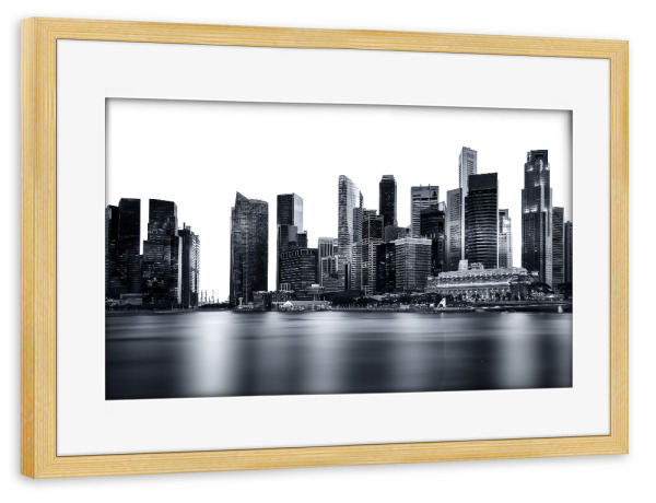 Poster mit Rahmen kiefer "Singapore Buildings" artboxONE - Städte,Reise,Architektur,Reise / Länder,Städte / Singapur