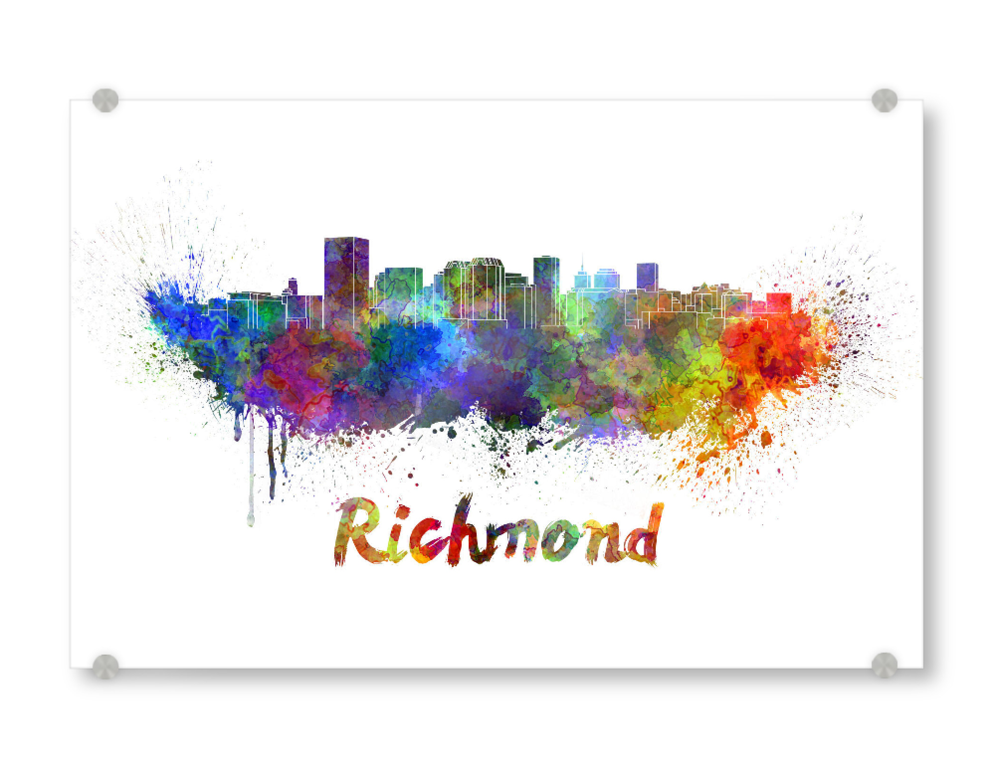 Acrylglasbild "RICHMOND skyline in watercolor" artboxONE - Städte,Abstrakt,Architektur