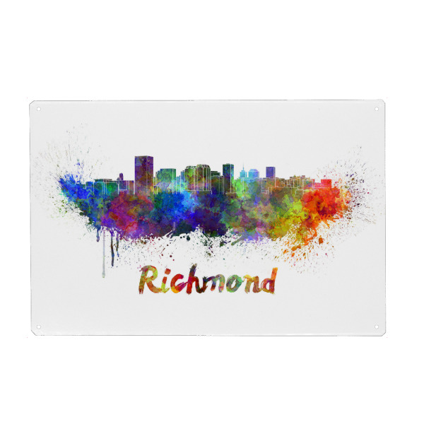 Metall Poster "RICHMOND skyline in watercolor" artboxONE - Städte,Abstrakt,Architektur