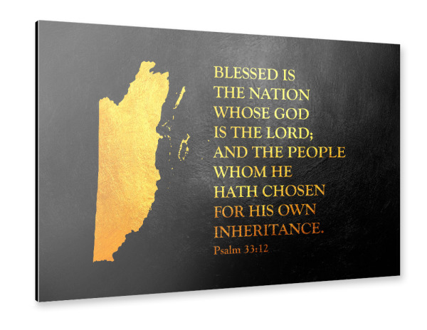 Alu-Dibond "Belize Bible Verse Gold Map" 30x20 cm artboxONE