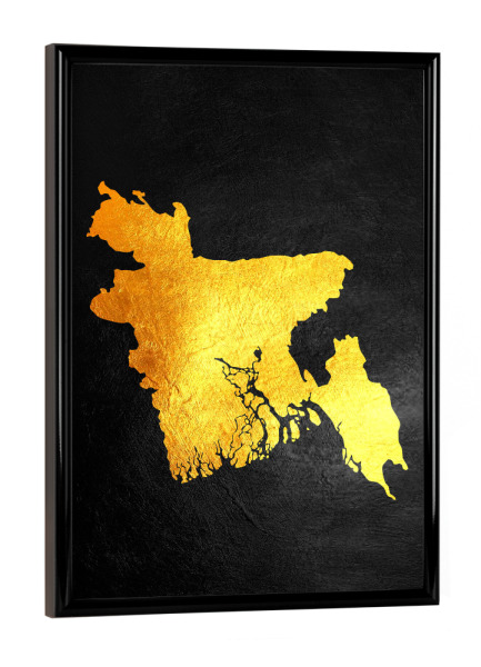 Poster mit schwarzem Rahmen "Bangladesh Gold Map" artboxONE - Reise / Länder - Bangladesh,Gold,Map,Karte