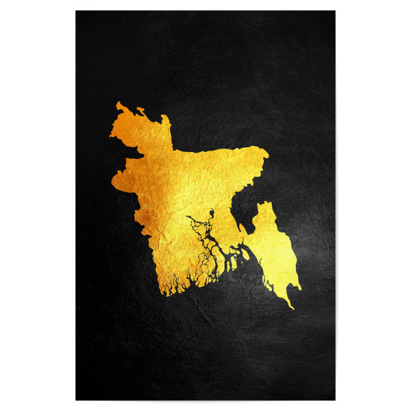 Poster 30x20 cm "Bangladesh Gold Map" artboxONE - Reise / Länder - Bangladesh,Gold,Map,Karte