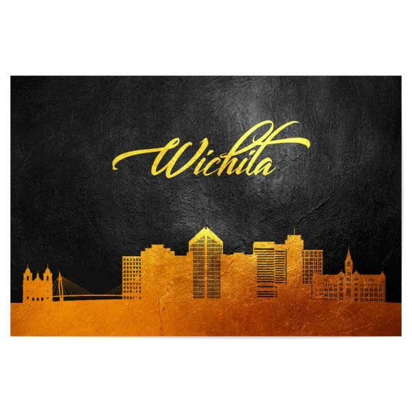 Poster "Wichita Kansas Gold Skyline" artboxONE - Städte - Wichita,Kansas,Gold,Amerika,Skyline,Stadt