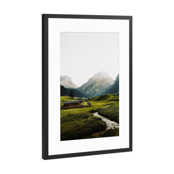 Poster mit Rahmen Schwarz (Metallic) "Grüne Landschaft in Appenzell" artboxONE - Natur,Reise