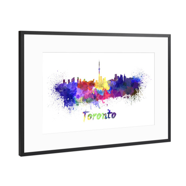 Poster mit Rahmen Schwarz (Metallic) "TORONTO skyline in watercolor-x" artboxONE - Städte,Abstrakt,Architektur