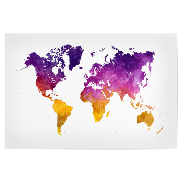 Poster "Watercolor world map-ab" artboxONE - Abstrakt,Kartografie