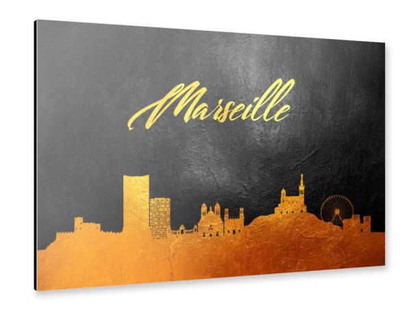 Alu-Dibond "Marseille France Gold Skyline" 30x20 cm artboxONE