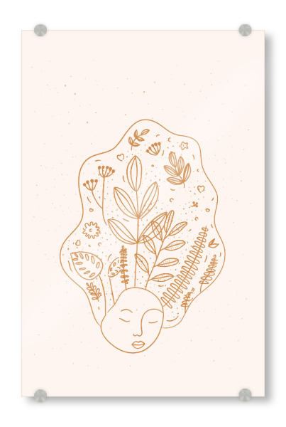 Acrylglasbild "Floral art style icon woman head" artboxONE - Natur,Abstrakt,Menschen
