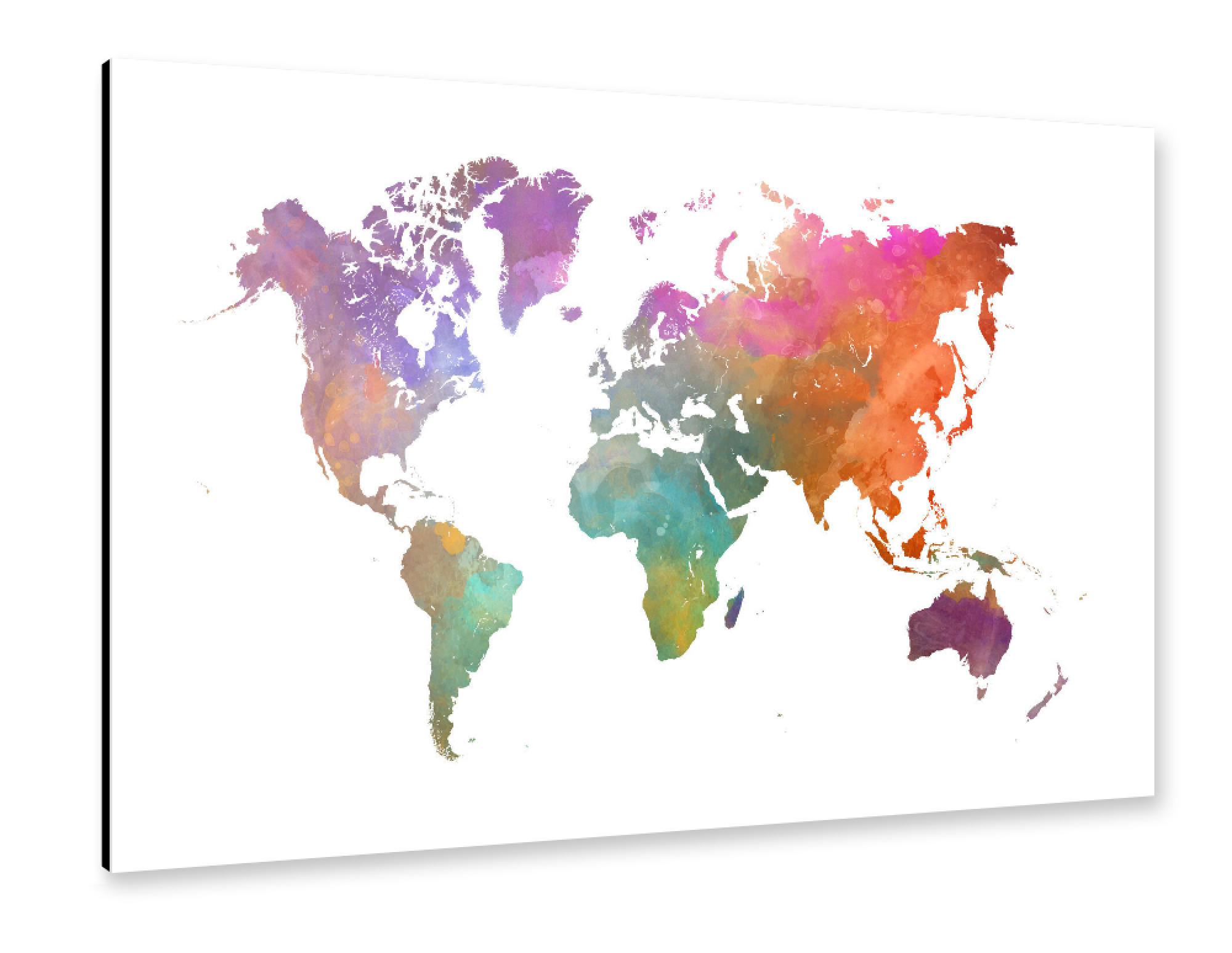 Alu-Dibond "Watercolor world map-ag" 30x20 cm artboxONE