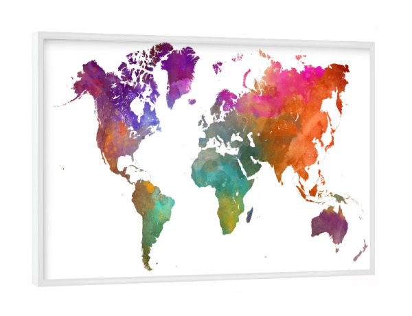 Poster mit weißem Rahmen "Watercolor world map-ag" artboxONE - Abstrakt,Kartografie