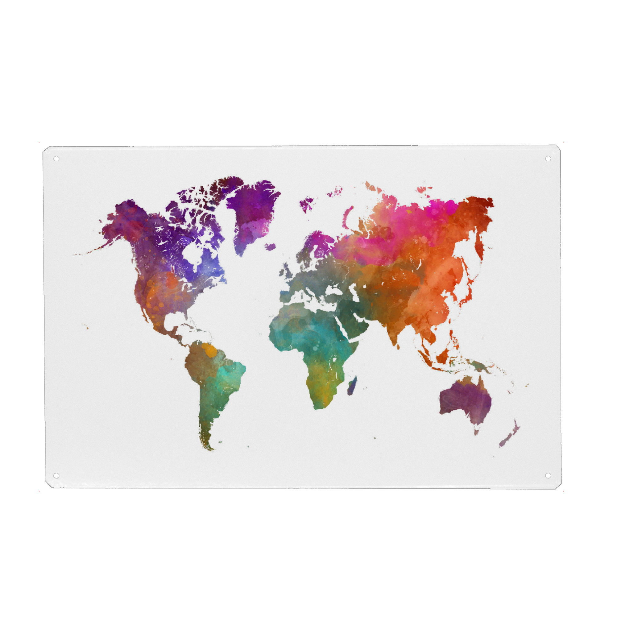 Metall Poster "Watercolor world map-ag" artboxONE - Abstrakt,Kartografie