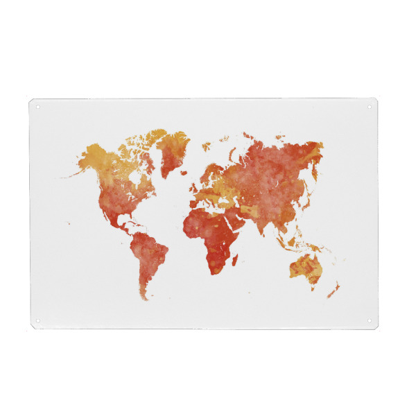 Metall Poster "Watercolor world map-p" artboxONE - Abstrakt,Kartografie